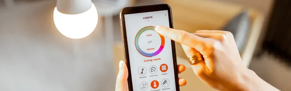 photo of a phone app that can change the color and intensity of the lighting
